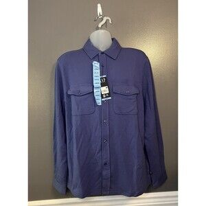 GAP Shirt Mens Large Blue Long Sleeve Knit Button Down Double Pocket Casual New